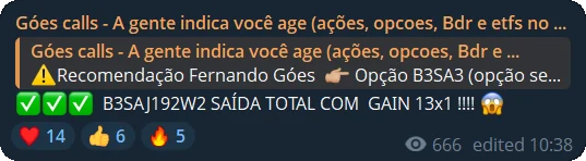 Print do grupo: B3SA3, saída total com gain de 13x1