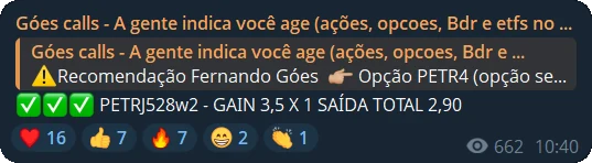 Print do grupo: PETR4, saída total