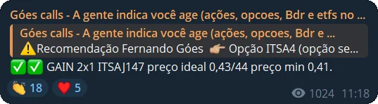 Print do grupo: ITSA4, gain de 2x1