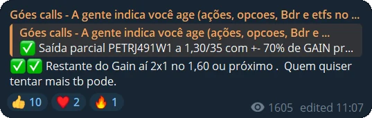 Print do grupo: PETR4, restante do gain em 2x1
